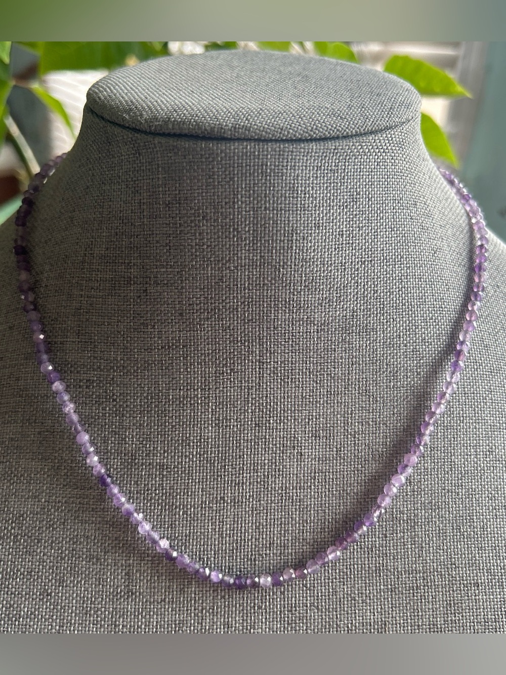 Amethyst faceted beaded necklace 18” - Picture 1 of 4
